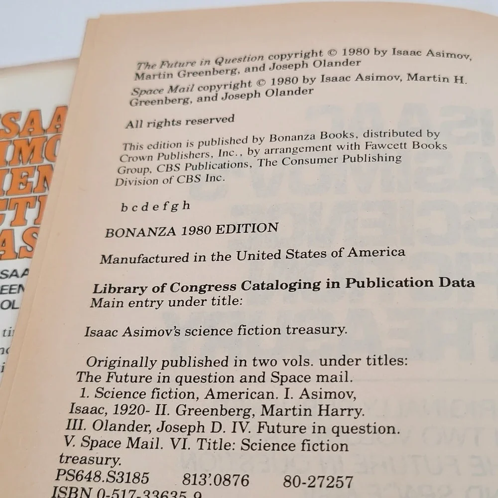 Isaac Asimov Isaac Asimov's Science Fiction Treasury Hardcover 1980 Anthology Gd